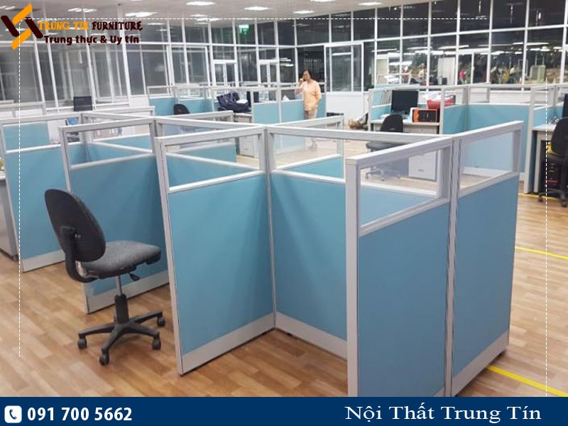 Vách ngăn văn phòng nỉ kính hiện đại, giá tốt - VNNK14